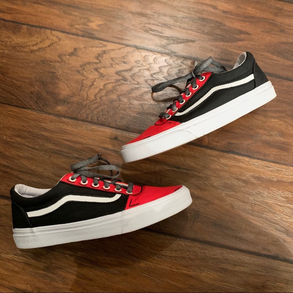 Customized Red and Black Vans